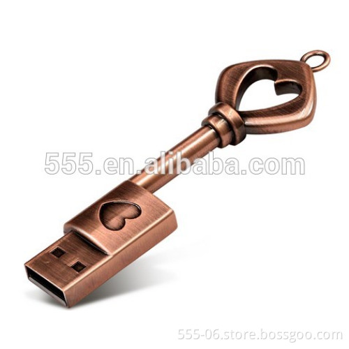 Copper Love Shape Key USB 2.0 Pen Drive usb flash drive memory stick